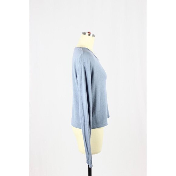 Aritzia DENIM FORUM The Kate Blue Cotton Boxy Long Sleeve Tee T-Shirt, Size M - Picture 2 of 11